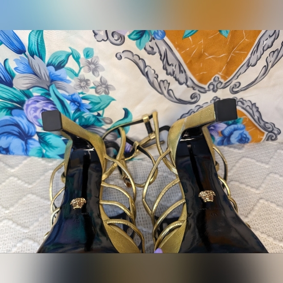 Versace Greca Maze Strappy Platform Sandals -GUC - Picture 4 of 9